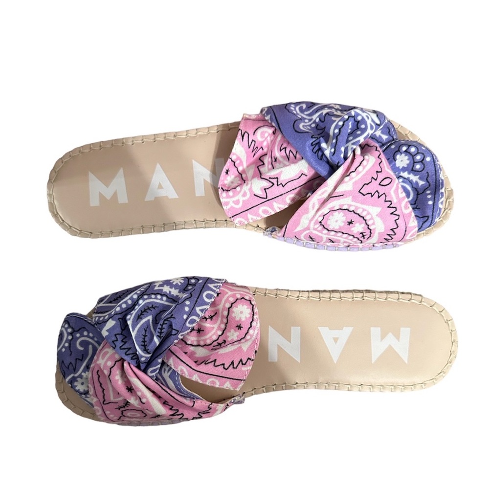 Manebí Bow Bandana-Print Canvas Espadrille Slides